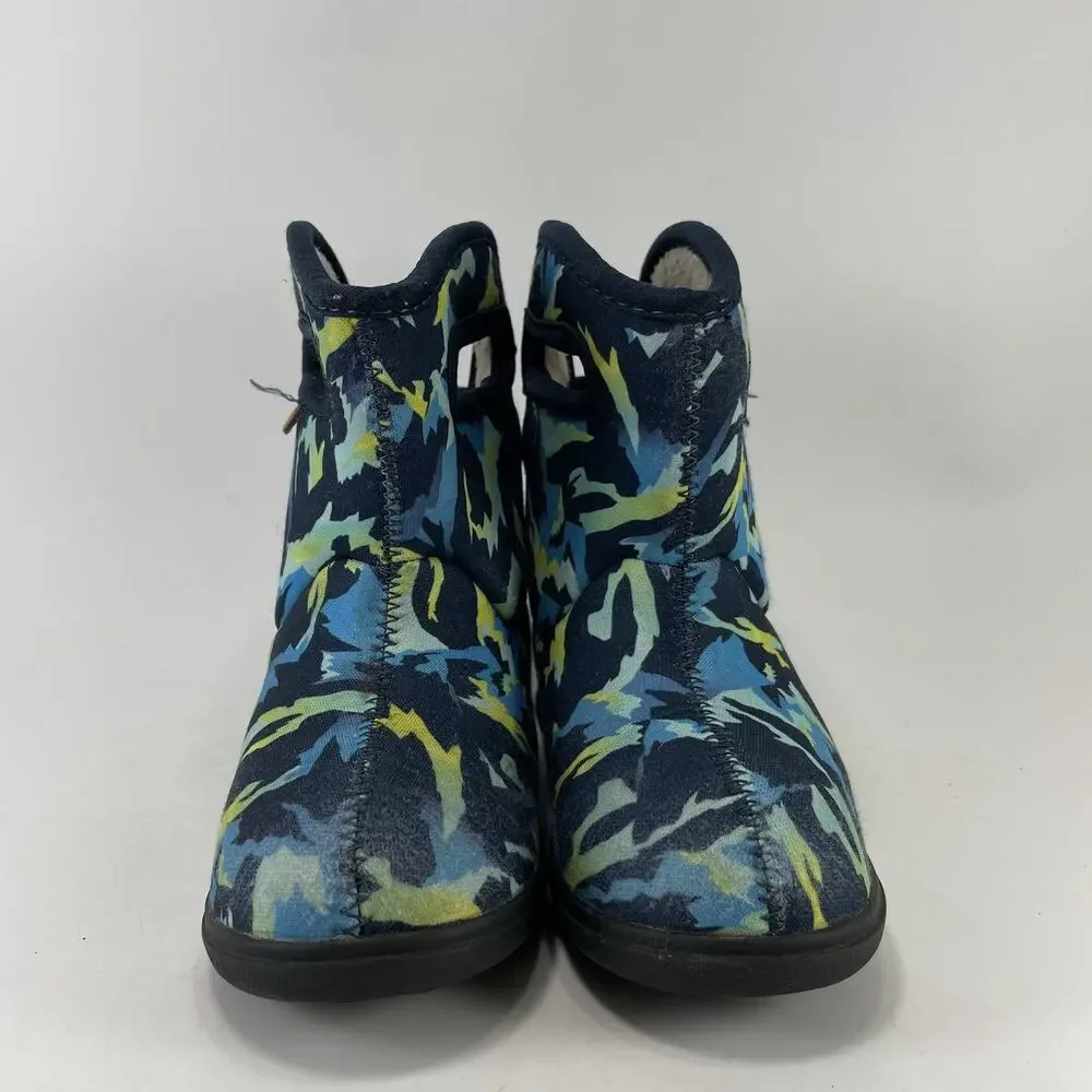 Bogs Bogs II Rain Boots Kids Size 9 Blue Faux Fur Lined Winter Snow Sport Camo